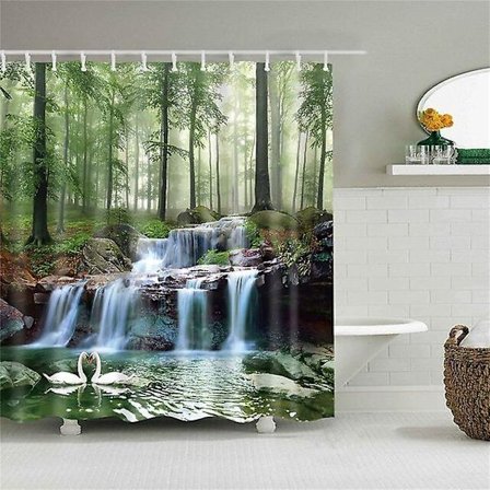 Duschdraperi med landskapstryck av gamla byggnader, badrum, 3D-mörkläggning, stort duschdraperi, 180x200 cm, för badkar