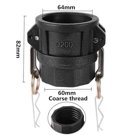 2" Cam-Lock -sovitin x 1/2" 1" 15" 2" letkuliitin S60 karkea kierre 64mm naaraspuolinen tyyppi C IBC-säiliön pikaliitin Cam Groove -liitin