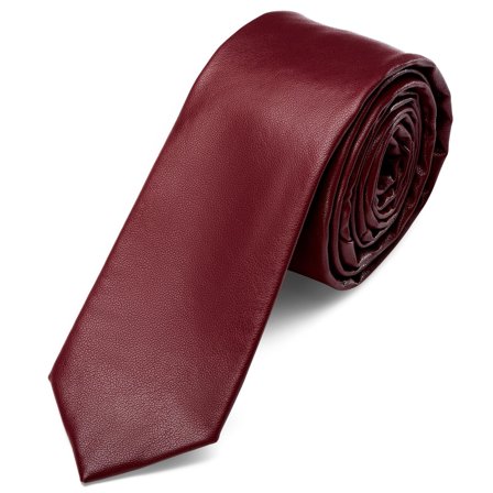 Red Faux Leather Skinny Tie for Men - Skinny ties