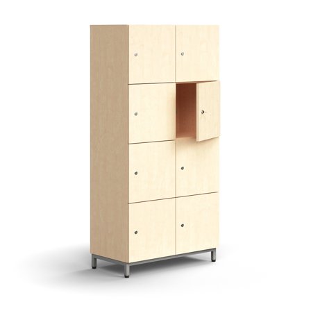 Schließfachschrank QBUS, 1636x800x420 mm, Silber, Birke