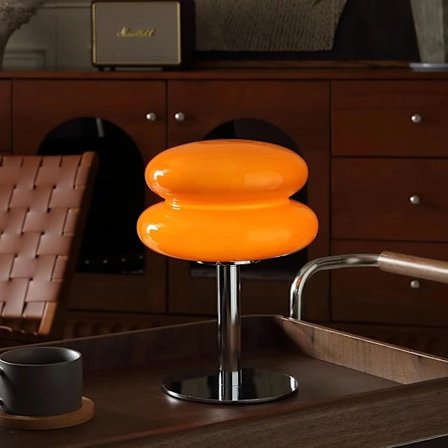 Hett erbjudande till lågt pris! Orange Svamplampa, Modern Midcentury-lampa för sängbord, Dimbar Retro Äggtarte-lampa, Stämningsbelysning för Sovrum - 
