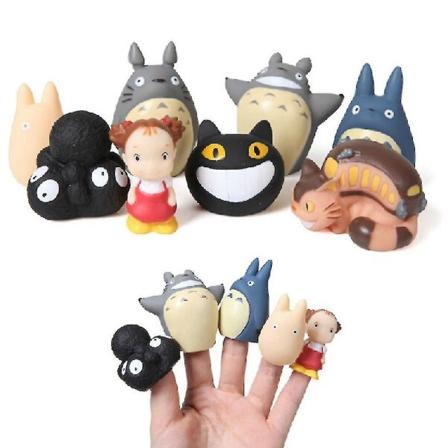 8st Hayao Miyazaki Totoro 8 Finger Puppet Figur Leksaker Docka