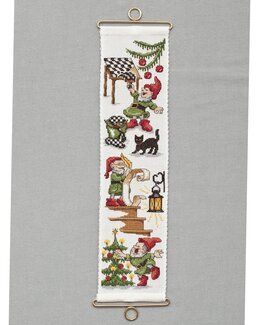 Stickpackung Miniwandbehang Weihnachtsmann und die Katze