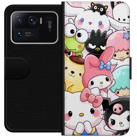 Kompatibelt Lommeboketui til Xiaomi Mi 11 Ultra Tett mønster av søte figurer med store øyne i ulike farger og uttrykk med LABUBU-tekst