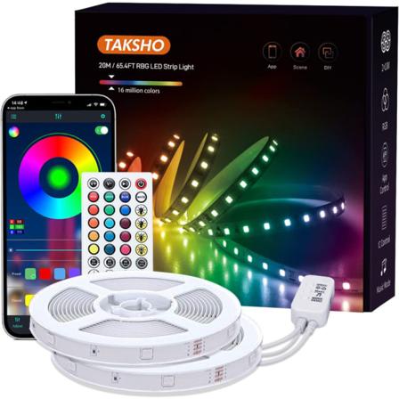 20M LED-band, LED-huvudband 5050 RGB Flerfärgad, av APP från Smartphone,