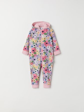 Polarn O. Pyret - Floral all-in-one with brushed inside - 50 - Childrenswear - pink
