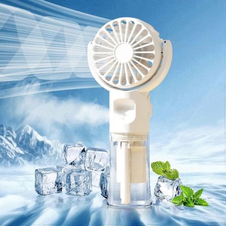 Mini Handhållen Fläkt, Luftfuktare med Dimma Handhållen Fläkt, Uppladdningsbar USB-fläkt med 4 Justerbara Hastigheter, Portabel Handhållen Fläkt