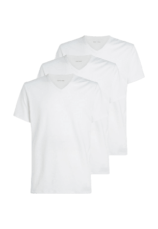 Calvin Klein 3 Pack T-shirts, V-neck Pyjamas Herr Vit M