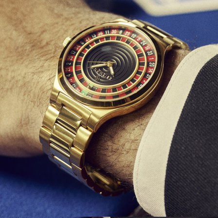 Ace | Reloj de ruleta de acero inoxidable dorado para hombres - Relojes de pulsera