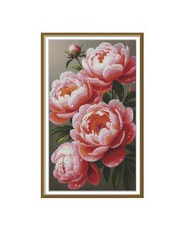 Broderikit Billede Frodige pæoner - Nova Sloboda