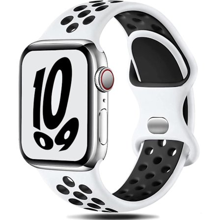 Kompatibel med Apple Watch Armband 44mm/45mm/46mm serie 1.2.3-42mm, Andningsbart Sportarmband i Silikon Ersättning för iWatch Serie 10/9/8/7/6/5/4/3/2