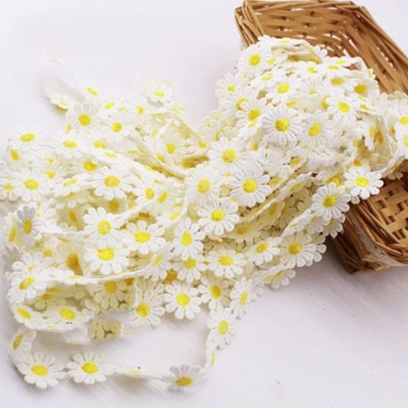 15 Yard Trim Bånd Tusindfryd Blomst Blonde Trim Bånd Sy Trådblonde Broderede Applikationer Kantsømme til Dekoration DIY Syning_MGF