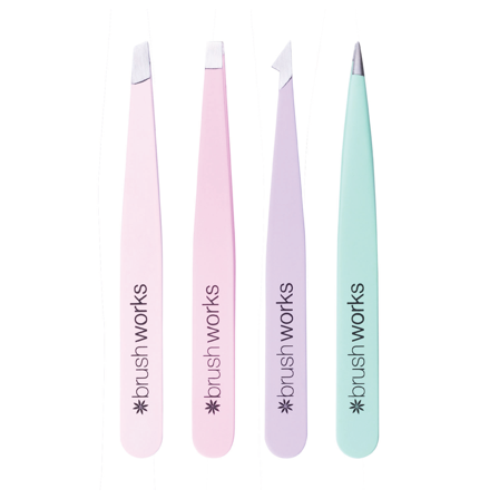 Brushworks HD 4 Piece Combination Tweezer Set Pastels, 4 stk.