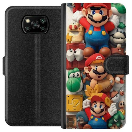Yhteensopiva Lompakkokotelo Xiaomi Poco X3 NFC Super Mario Ikoninen Hahmokollaasi