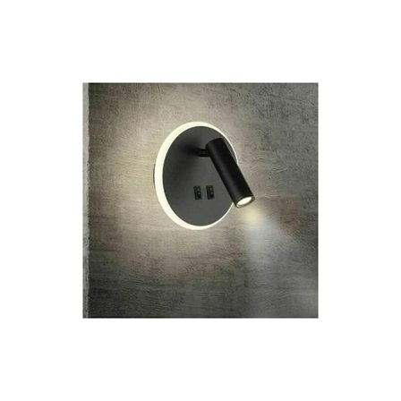 Sänglampa - Sänglampor LED Vägglampa Hotell Inomhuslampor Vägg Säng Korridor Vägglampa med Strömbrytare Svart 9W 3000K Varmt Ljus (Rund)