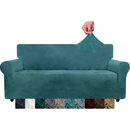 Fløyels Sofa Trekk 3-seters Tykk Stretch Sofa Trekk (3-seters,