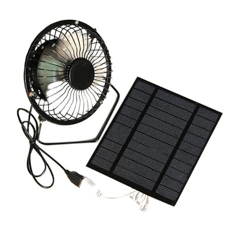 5W 5V Solpaneldrevet Ventilator, Mini Bærbar Ventilationskøleventilator 4-Tommer USB Bærbar Ventilator til Ca (FMY)