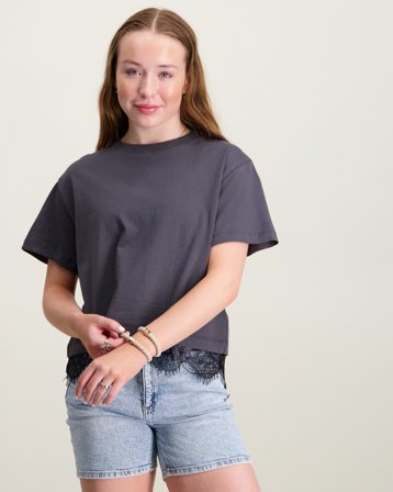 LMTD NLFBELLA SS L LACE TOP Svart Topper/Bluser Jente - Kids Brand Store