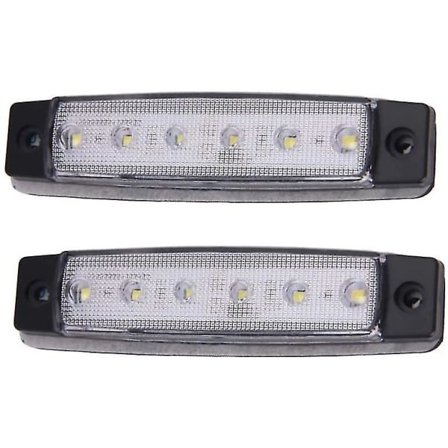 12V 6 LED-baklys, posisjonslys, sideindikatorlys, signallys, dashbordlys (hvitt)