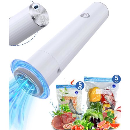 2025 Siste Modell Bærbar Trådløs Håndholdt Vakuumforsegler med [5 Store Poser & 5 Medium] Vakuumposer - Automatisk Pumpe for Matkonservering