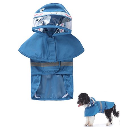 Reflekterende Hunderegnfrakke Haj-stil XL Blå med Reflekterende Striber til Små og Mellemstore Hunde og Katte