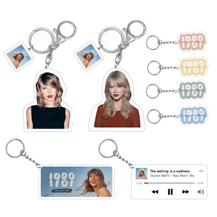 8 stk. Taylor Swift album 1989 akryl vedhæng stjerne perifer nøglering