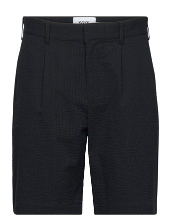 Wax London | Linton Pleat Short Seersucker Black | 28