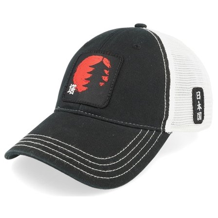 Yapan - Musta trucker Lippis - Japanese Pagoda 111 Split Black/White Trucker @ Hatstore
