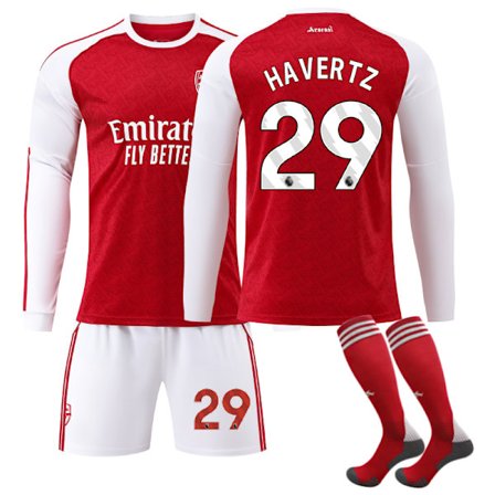 25-26 Arsenal F.C. Hjemme Langermet Drakter NO.29 HAVERTZ Sett Barn Voksen Fotballutstyr med Sokker