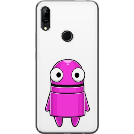 Yhteensopiva Puhelinkuori Huawei Huawei P Smart Z Roosa piirretty hahmo, jossa pyöreä muoto ja suuret silmät tummalla taustalla