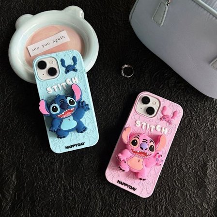 (För iPhone 15 Pro MAX) Lilo and Stitch silikon skal mobilskal