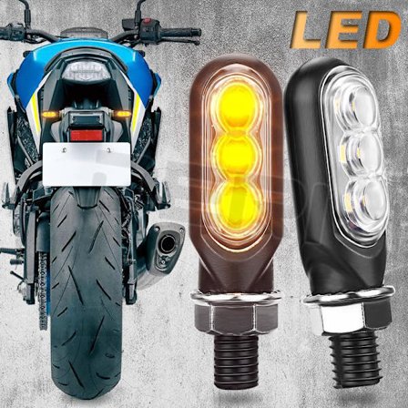 2 stk 3LED Mini-kjørelys Motorsykkel Blinklys LED S
