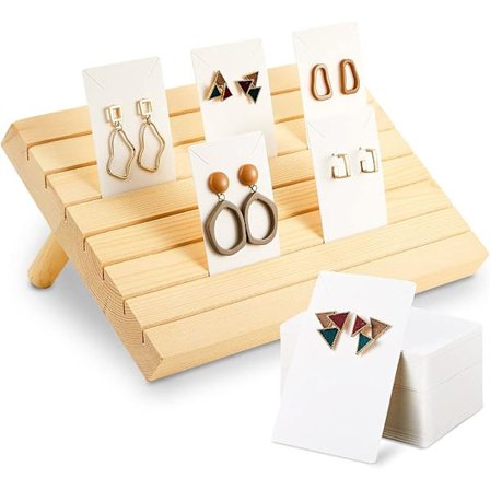 Wooden Earrings Display Stand Earring Display Holder Earrings Jewelry Display with Earring Cards