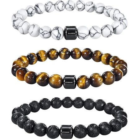 3 stk. Anti-Angst Armbånd Rygestop Armbånd til Mænd og Kvinder Hjælper med at Lindre Angst Frustration Irritabilitet Worry Beads Sten Armbånd