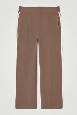 COS Men's Contrast Stripe Knitted Straight Leg Joggers in Brown