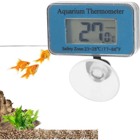 ING Akvarium Termometer - Vanntett Termometer - Akvarium Termometer med Sugekopp - Termometer med LED-Display - Batterier Inkludert