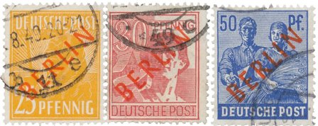 Tyskland/Berlin 1949 - MICHEL 27/28+30 - Stemplet