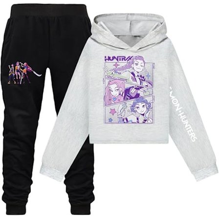 kpop demon hunders Jentehettegensere 2 STK Demon Langermet Sweatshirts og Joggebukser Hunters Tegneserie Anime Klær Antrekk