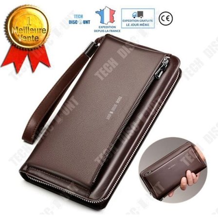 Portfölj - TD - PU-läder - Brun - Tunn - Med dragkedja