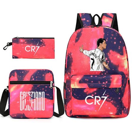 Fotbollsstjärna C Ronaldo Cr7 ryggsäck med printed runt studenten Tredelad ryggsäck. Xingkongfen 3