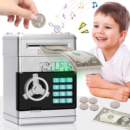 ATM-sparegris til rigtige penge til drenge legetøj i alderen 6-8-10-12, pengebesparende kasse til voksne julefødselsdagsgaver til børn 5-7