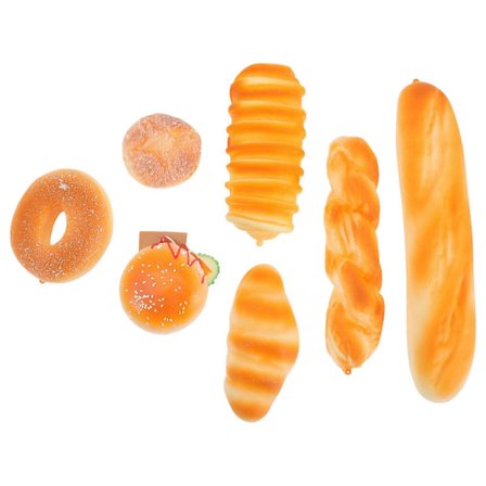 Falskt brød Realistisk kunstig brød til dekorasjon 7 stk PU gult sett [YJD]