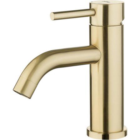 M11003Y, Armatur til håndvask - Etgrebs vandhane til badeværelse, støjsvag keramisk pull-down armatur til håndvask, rustfrit stålhus, guld