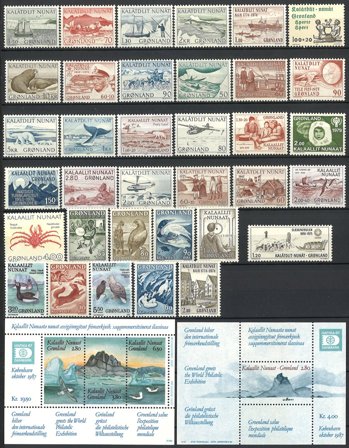 Grønland - Jens Rosing - 35 forskellige frimærker og 2 miniark 1957-1993 - Postfrisk