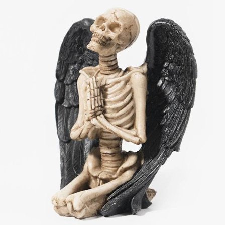 Dekorativ gave knelende bevingede skjelettfigurer, kunstnerisk sk