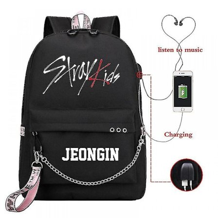 Stray Kids USB Ryggsekk Koreansk Stil Felix Skolesekk Tilbake til Skolen Gutter Jenter Fans Gavepose Mochila_BF SOCIETY-WELLNGS