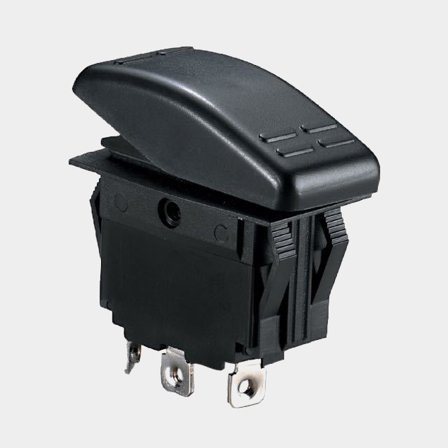 Interruttore a molla, 2 poli, (On)-Off, 12 V, 15 A, nero