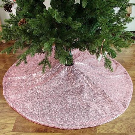 Juletre Skjørt, Paljett Juletre Skjørt Matte, Glitrende Paljett Juletrefot Deksel, Innendørs Høytids Nyttårsfest Juledekorasjoner Matte_1