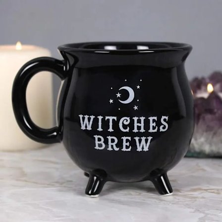 Unique Witches Brew Witch Cauldron Coffee Mug Black Ceramic Coffee Cups Halloween Tabletop Decoration for Halloween