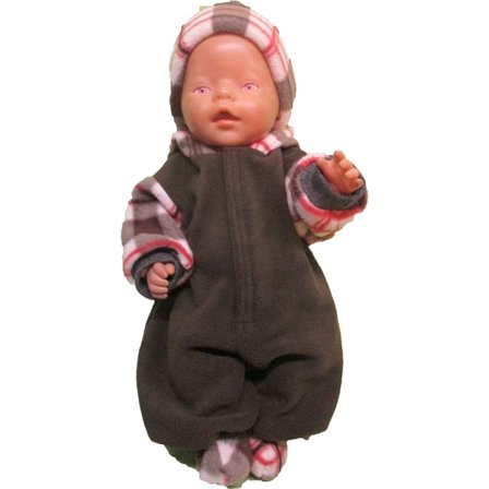 Brun/rutmönstrad overall till Baby Born, dockkläder.